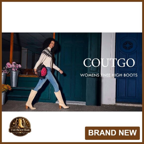 Faux Suede Knee High Boots Side Zipper Chunky Heel Stretch Winter - Picture 7 of 8